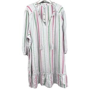 Crown & Ivy Striped Midi Dress 4X Ruffle‎ Boho Peasant Cottagecore Beach Prairie